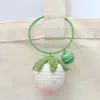 Colgante de Fresa de Hilo Blanco Llavero Tejido Accesorio para Bolso Producto Terminado Hecho a Mano Adorno Colgante de Ganchillo Hecho a Mano