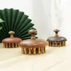 Peine Meridiano de Sándalo Dorado, Peine Tapa Olla, Juego Completo de Peines para Masaje Capilar, Cepillo de Madera para Lavado de Cabello, Masajeador para el Cuidado del Cabello, Gua Sha