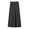 Saia longa casual de outono, cor sólida, plus size, para mulheres, estilo simples, corte A solto e emagrecedor.