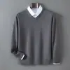 Suéter para Hombre de Cuello en V Grueso de Punto Polar Andy Pulóver Manga Larga Otoño Invierno Nuevo Casual de Negocios Capa Base Talla Grande