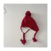 Estilo Coreano Estilo Extranjero Bola de Pelo Sombrero de Lana Tejido Sombrero de Trenza Retorcida con Protección para las Orejas para Niños Sombrero de Invierno Cálido Retro para Bebé