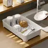 Bandeja de drenaje para taza de agua, bandeja de doble capa para el hogar, bandeja rectangular para té, bandeja para frutas, cesta de drenaje creativa de plástico