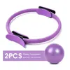 Un Juego de 2 Conjuntos de Pilates y Yoga - Círculo de Fitness de EVA y PVC y Pelota de Yoga Gruesa de 9.84 Pulgadas para Estiramiento Corporal y Ejercicio