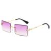 25 Nuevos Lentes de Sol Cuadrados sin Montura de Corte Vivo para Mujer Lentes de Sol Océano Transfronterizos Modernos para Sesión de Fotos Callejera Lentes Degradados