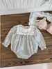 Enterizo de Manga Larga con Cuello Cuadrado Floral Bordado Cutemily26 para Bebés Niñas - Conjuntos Coordinados para Hermanas