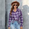 Amazon Venta Caliente Transfronteriza Tallas Grandes Camisas de Botones a Cuadros de Manga Larga para Mujer en Todos los Colores y Tallas Tops y Chaquetas