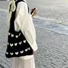 Bolso de Hombro de Punto Color Sólido Estilo Coreano Ins, Bolso de Mano Hueco, Bolso Tote de Gran Capacidad, Bolso Cruzado para Mujer