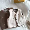Chaleco casual reversible de estilo coreano para otoño e invierno para niños, unisex, moderno y cálido, adecuado para bebés