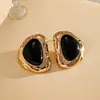 Pendientes de Tachuela Irregulares Ovalados de Resina y Aguja de Plata Transfronterizos Europeos y Americanos Pendientes Retro Maillard Sentido de Diseño de Nicho Adornos para Orejas