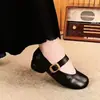 Sapatos Mary Jane estilo francês, novo modelo outono 2026, couro macio, confortáveis, versáteis, retrô, de corte baixo, sapatos de couro com sola macia para mães