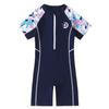 Traje de baño infantil de una pieza para niñas, traje de baño tipo bóxer 2025, nuevo traje de baño de secado rápido para entrenamiento en aguas termales para niñas y niños.