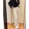 Pantalones Anchos de Pierna Recta Casuales Adelgazantes de Cintura Alta con Patrón de Hueso de Serpiente para Primavera y Verano