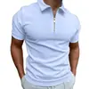 Camisa Polo Masculina Nova de Verão 2025 Cor Lisa Manga Curta Gola Lapela Ajuste Casual Top Homens Europeus e Americanos