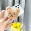 Soporte de Airbag para Teléfono Móvil de Oso Lindo Peluche de Dibujos Animados Coreano Ins Creativo Escritorio Perezoso Pegable Retráctil D