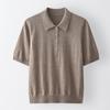 Camisa Básica de Moda Suelta de Color Sólido, Manga Corta, Media Abertura de Botones, Cuello Polo Casual para Mujer, Imitación de Cachemira 100% de Alta Calidad