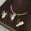 Transfronterizo Temu Más Vendido Nuevo Estilo Melard Color Café Elegante Retro Estilo Hong Kong Estampado de Leopardo Pendientes Collar Set de Joyería