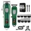 Conjunto de Aparador de Pelos Multifuncional Elétrico, Aparador de Cabelo Masculino, Lâmina em T, Aparador de Cabelo Sem Fio com Display LED