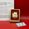 Crachá Corporativo Personalizado Logo Ouro Puro 999 Gato da Sorte Diário Ouro Ornamentos de Alto Padrão Presentes Decorativos para Negócios