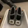 Zapatos planos estilo Mary Jane con pedrería, cómodos y elegantes para mujeres embarazadas, nueva colección de invierno 2026, zapatos de noche suaves y elegantes, forrados de felpa