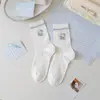 Calcetines de Media Pantorrilla de Gato de Dibujos Animados Estilo Lolita Dulce, Calcetines de Malla Transpirable con Encaje de Lunares para Primavera y Verano, Calcetines Holgados para Niñas