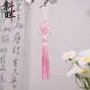 Pingente Pequeno de Borla de Nó Chinês Mini Ventilador Clássico de 6 Painéis Estilo Antigo Marcador de Página Pingente DIY Presente Internacional Atacado