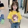 G2526 # Estilo Novo Primavera 2025 Camiseta Manga Longa para Meninas, Super Estilosa e Fashion para Bebês Meninas, Segunda Pele Falsa de Duas Peças para Crianças.