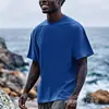 [Camiseta de Algodón Talla Europea] Camiseta Lisa de Algodón Puro para Hombres y Mujeres, Casual 180g Holgada Color Sólido Verde Militar Claro