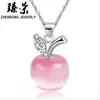 Collar de venta de productos al por mayor para mujer, corto, clavícula, colgante de cristal de ópalo manzana, nuevo, joyería de plata coreana