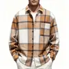 Camisa Masculina Xadrez Nova Europeia e Americana Transfronteiriça Outono e Primavera Manga Longa Estilo Hong Kong Solta Adolescente Casual Masculina