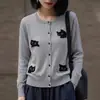 Cárdigan de punto bordado dulce y suave para mujer, nueva colección de otoño, cuello redondo, holgado, chaqueta ligera, suéter exterior