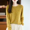 Suéter tejido retro de flores de manga larga para mujer, nuevo estilo otoño/invierno 2026, moderno y de corte holgado, perfecto como capa interior o base, y favorecedor para la figura.