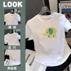 Playera de Algodón con Hilo de Manga Corta para Mujer Verano Nuevo Diseño Nicho Sentido Chica Caliente Top Bajo Irregular Ins Trendy