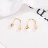 Pendientes con forma de U con diseño de orejas, diseño de orejas, con superficie de paisaje frío, con tornillo, para mujer, con personalidad esmerilada, de doble cabeza, con cuentas redondas y temperamento de red.