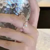 Anel de Cristal de Morango Natural Manta Rosa Pérola Shijia Cristal Branco Multifacetado para Mulheres Casual Exquisito Estilo Leve de Luxo