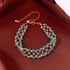 Pulseira Vazada com Contas de Vidro Redondas Pulseira de Luxo Leve Nicho Toque de Alto Padrão Estilo Fresco Moda Versátil Joia de Mão
