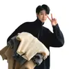Novo Suéter Cardigan Casaco Masculino Moda Outono e Inverno Versátil Aconchegante Estilo Hong Kong Cor Sólida Gola Alta Zíper Suéter Suéter Masculino