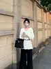 Suéter de punto grueso para otoño e invierno para mujer, estilo europeo y americano, cuello en V, manga de farol, tono morado con diseño de cinturón, suéter de punto elegante