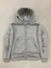 Conjunto de Moda Otoño e Invierno Nuevo Harajuku Ins Moda Sudadera con Capucha Desgastada y Cremallera Pantalones Casuales Elásticos de Cintura Baja