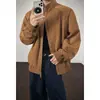 Chaqueta Cleanfit de patchwork deconstruido con cuello mao para hombre, diseño de marca trendy americana, chaqueta de trabajo tipo bomber resistente a tres elementos