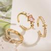 Anillo de apertura con circonitas en oro de 18 quilates chapado en cobre de lujo ligero y de gran venta transfronteriza de Aogu, anillo sencillo y versátil para mujer.