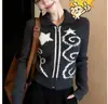 En stock, nuevo estilo otoño 2026, cárdigan de punto para mujer con mezcla de lana, cuello camisero, cremallera y estampado de estrellas
