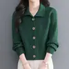 Moda Outono/Inverno 2026 Novo Estilo Petite Commute Cardigan de Tricô com Gola Revers Short Suéter Casaco Feminino