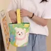 Nueva Bolsa de Lona de Dibujos Animados con Ilustración, Bolso Cubo Estampado, Bolso de Mano Pequeño Portátil, Bolso de Mamá, Bolsa para Salir a Almorzar