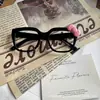 Subcultura Celebridad de Internet Espejo Lindo con Decoración de Lazo Gato Negro con Marco Estampado de Leopardo Gafas para Estilismo Sin Maquillaje Modernas