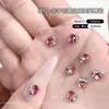 Decoraciones para Uñas Color Rojo Rosa con Brillantes Diamantes K9, Sin Base, Diamantes Apilados Hechos a Mano, Arte de Uñas de Caramelo Colorido