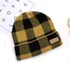 Moda Otoño e Invierno Gorro de Lana a Cuadros Gorro Cálido de Punto Protección para Orejas Gorro a Prueba de Frío Gorro de Deslizar Venta al por Mayor