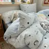Juego de cuatro piezas de gasa de doble capa de algodón puro Clase A para cama individual, funda de edredón 100% algodón, sábana, sábana bajera, juego de tres piezas de verano para dormitorio de estudiante 2