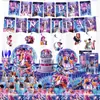 Nuevos Suministros para Fiesta Temática K-Pop Blue Hunter Girl Group Platos de Papel Desechables Vasos de Papel Manteles Juego de Banderines