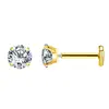 Material de Titanio G23 Garras Cuatro Zirconia Barra Espalda Plana Clavo para Oreja Clavo para Cartílago Nasal Clavo Coclear Joyería para Piercing Pendientes