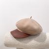 Sombrero de otoño e invierno para mujer, invierno, lana pura, visera de cuero, gorra con visera, gorra de béisbol, estilo retro europeo y americano cálido, estilo socialité